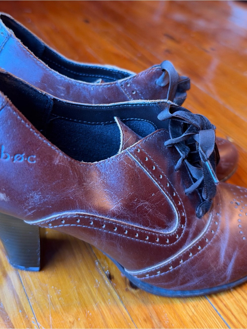 BOC Brown Leather Lace-Up Women's Heel